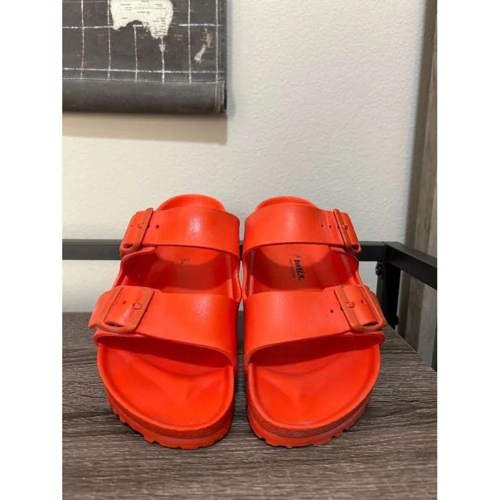 Birkenstock Arizona EVA Sandals Neon Orange Waterproof Slides Mens 7 Womens 9